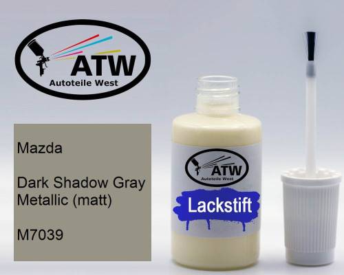 Mazda, Dark Shadow Gray Metallic (matt), M7039: 20ml Lackstift, von ATW Autoteile West.